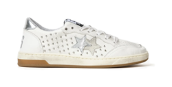 SNEAKER WEEK STAR IN PELLE BIANCA CON BORCHIETTE ARGENTO ED EFFETTO USED